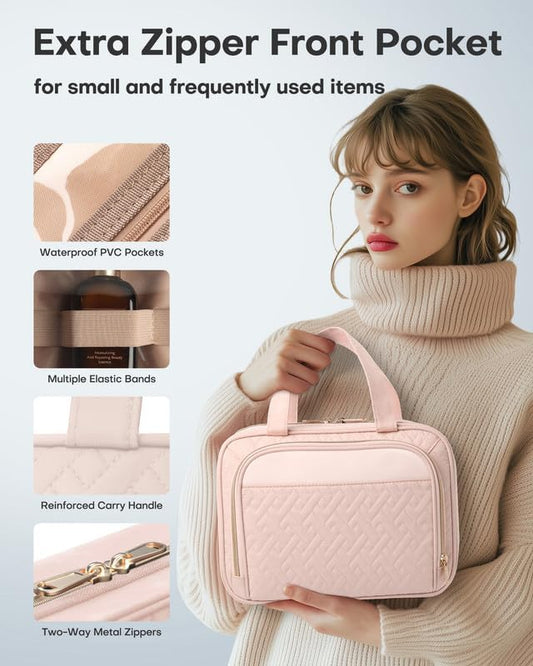 Large Waterproof Hanging Travel Cosmetic Bag – Multi-Compartment Toiletry & Makeup Organizer