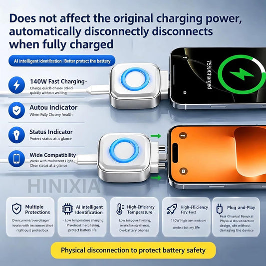 Auto Eject Type-C Charging Protector | Smart Auto Disconnect Fast Charging Adapter