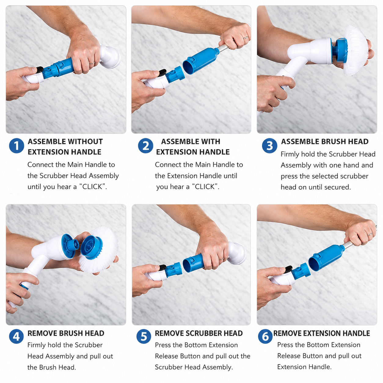 3-in-1 Electric Spin Scrubber with Extendable Handle