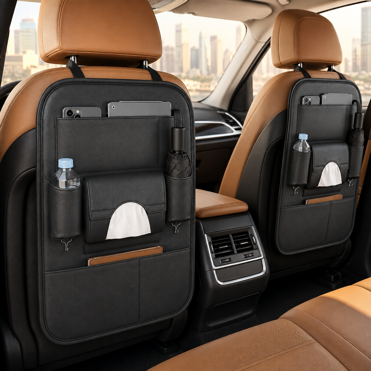 Premium PU Leather Car Seatback Organizer