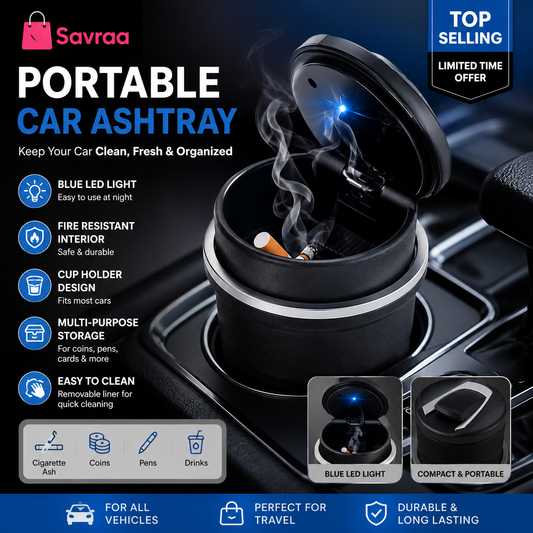 Portable Car Ashtray with LED Light