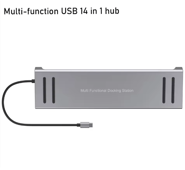 14-in-1 USB-C Docking Station | 4K HDMI Multiport USB-C Hub with Ethernet, VGA & PD Charging