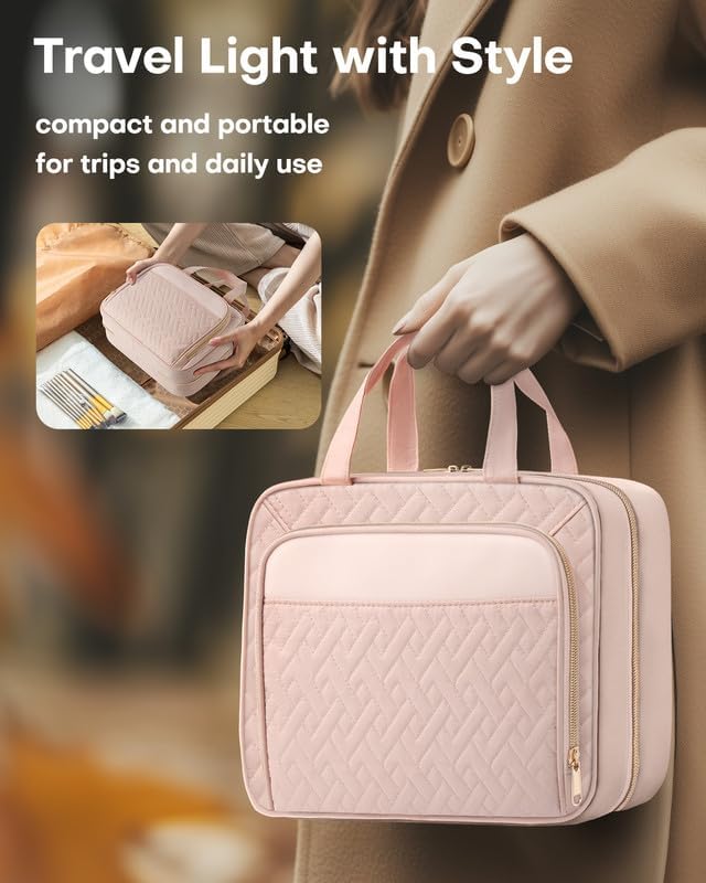 Large Waterproof Hanging Travel Cosmetic Bag – Multi-Compartment Toiletry & Makeup Organizer