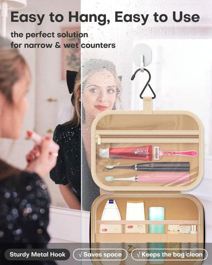Large Waterproof Hanging Travel Cosmetic Bag – Multi-Compartment Toiletry & Makeup Organizer