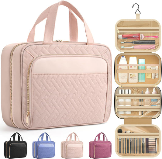 Large Waterproof Hanging Travel Cosmetic Bag – Multi-Compartment Toiletry & Makeup Organizer