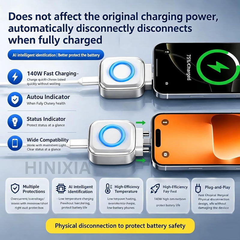 Auto Eject Type-C Charging Protector | Smart Auto Disconnect Fast Charging Adapter