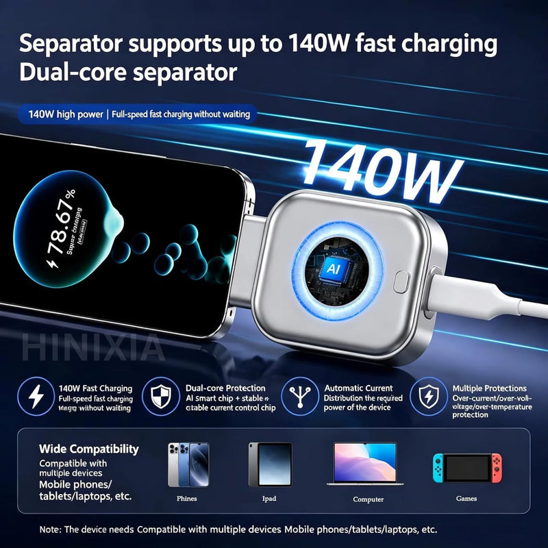 Auto Eject Type-C Charging Protector | Smart Auto Disconnect Fast Charging Adapter