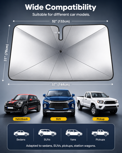 Foldable UV Protection Heat Shield for Cars, SUVs & Sedans