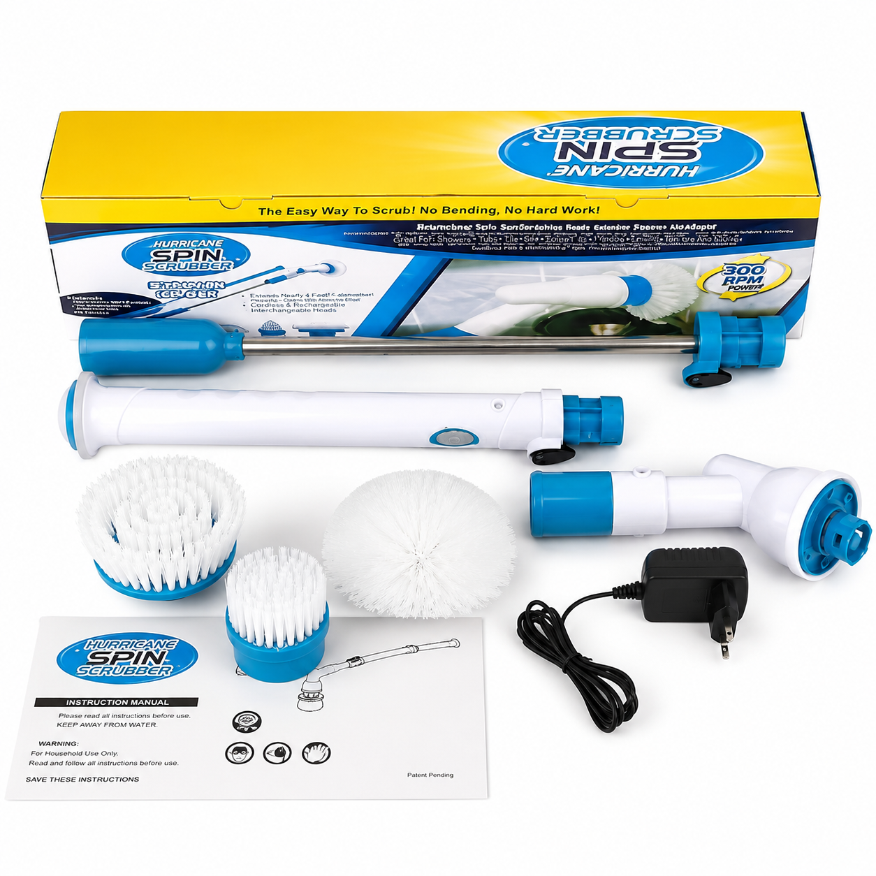 3-in-1 Electric Spin Scrubber with Extendable Handle