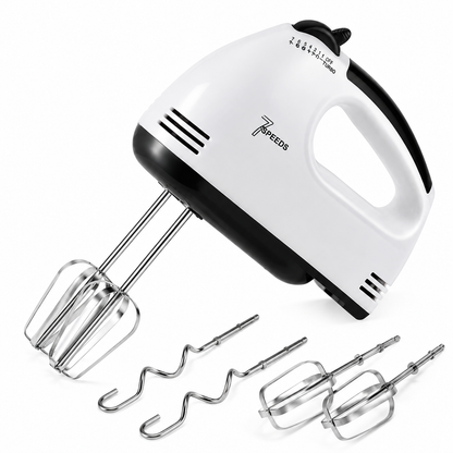 7-Speed Electric Hand Mixer with Stainless Steel Beaters & Dough Hooks