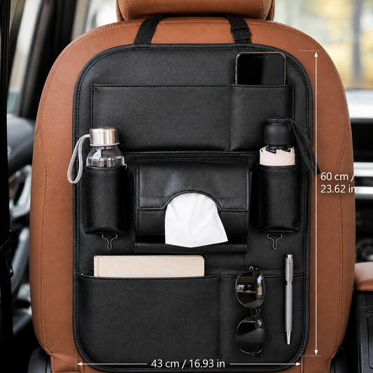 Premium PU Leather Car Seatback Organizer