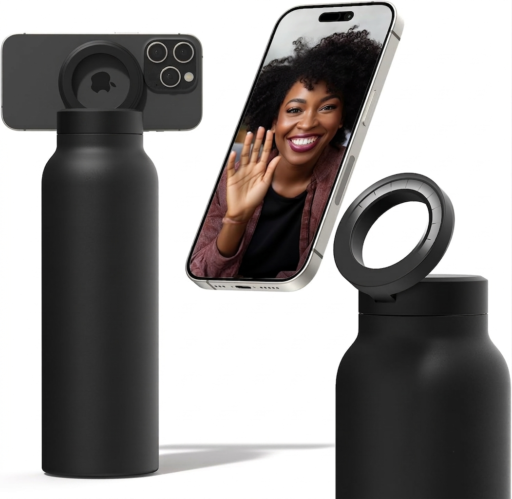 Vacuum Insulated Stainless Steel Water Bottle with Phone Holder