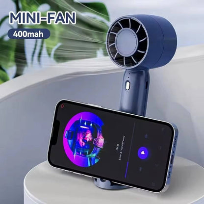 Portable Handheld Mini Fan with Phone Holder | 3-Speed USB Personal Cooling Fan