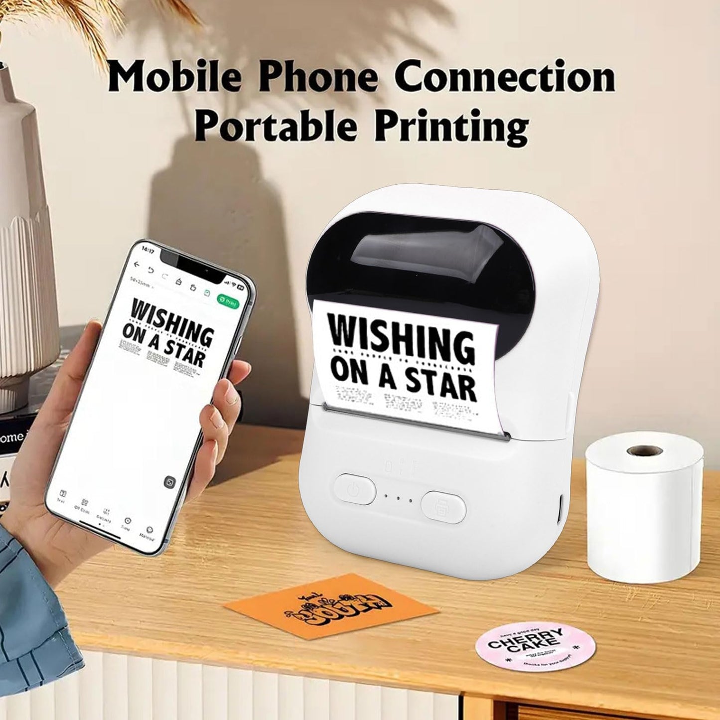 Portable Bluetooth Label Printer | Inkless Wireless Thermal Sticker & Label Printer
