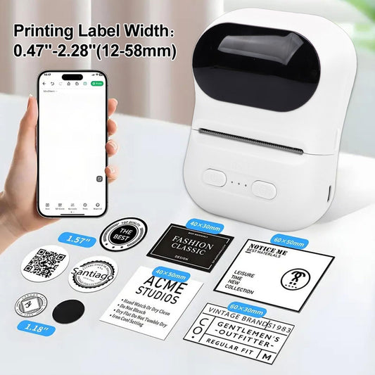 Portable Bluetooth Label Printer | Inkless Wireless Thermal Sticker & Label Printer