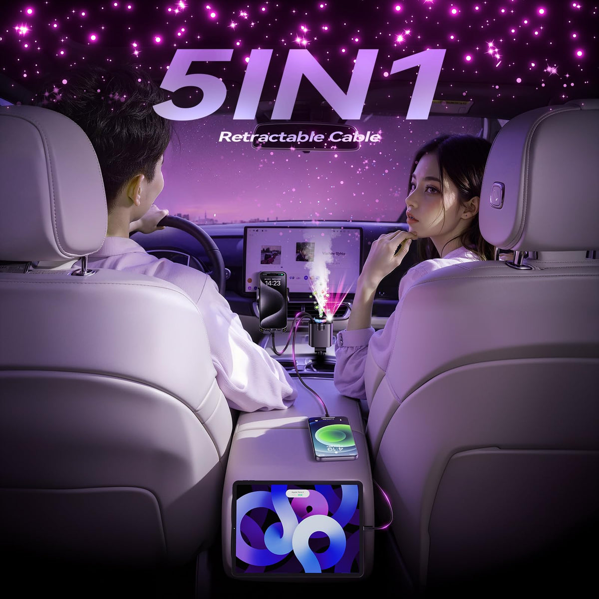 5-in-1 Starlight Car Charger with Perfume Diffuser