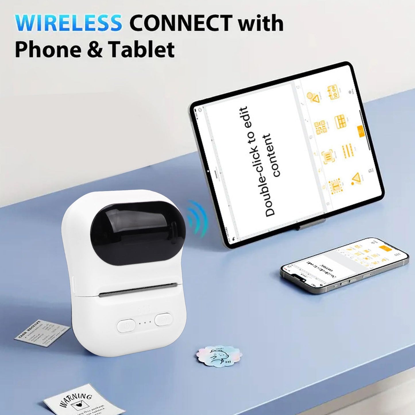 Portable Bluetooth Label Printer | Inkless Wireless Thermal Sticker & Label Printer