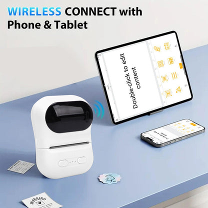 Portable Bluetooth Label Printer | Inkless Wireless Thermal Sticker & Label Printer