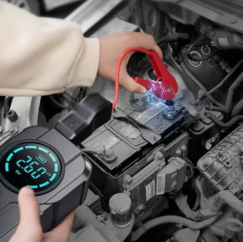 Emergency Car Jump Starter with Air Pump & LED Light