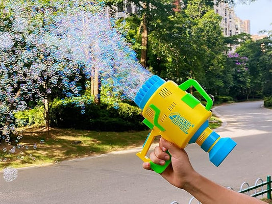 Rocket Electric Bubble Machine Gun – 48 Hole Automatic Bubble Blower Toy for Kids