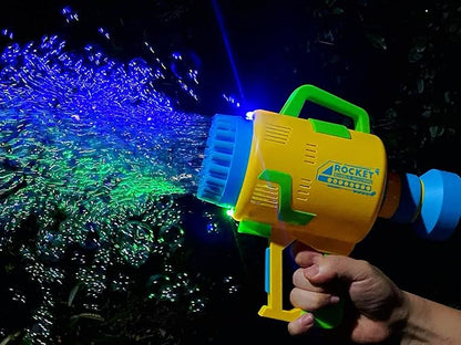 Rocket Electric Bubble Machine Gun – 48 Hole Automatic Bubble Blower Toy for Kids