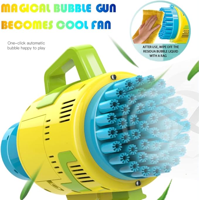 Rocket Electric Bubble Machine Gun – 48 Hole Automatic Bubble Blower Toy for Kids