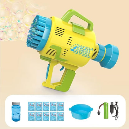Rocket Electric Bubble Machine Gun – 48 Hole Automatic Bubble Blower Toy for Kids