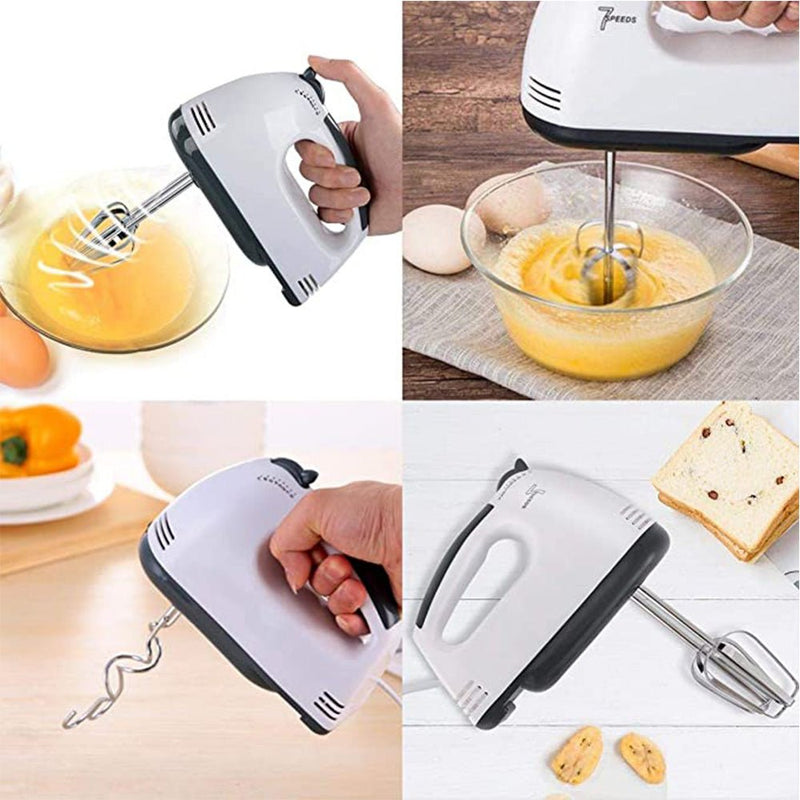 7-Speed Electric Hand Mixer with Stainless Steel Beaters & Dough Hooks