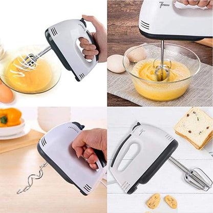 7-Speed Electric Hand Mixer with Stainless Steel Beaters & Dough Hooks