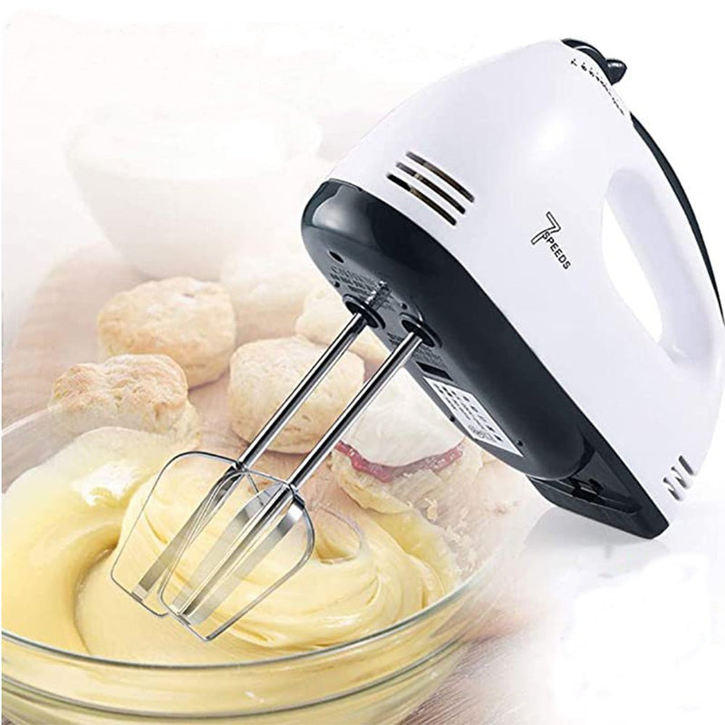 7-Speed Electric Hand Mixer with Stainless Steel Beaters & Dough Hooks